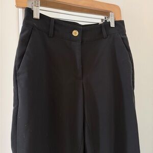 Black High-Rise Trousers with Button Closure